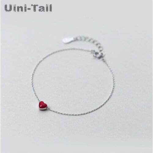 Uini-Tail classic hot 925 sterling silver red heart-shaped bracelet Korean fashion trend sweet sexy high-quality jewelry GN028