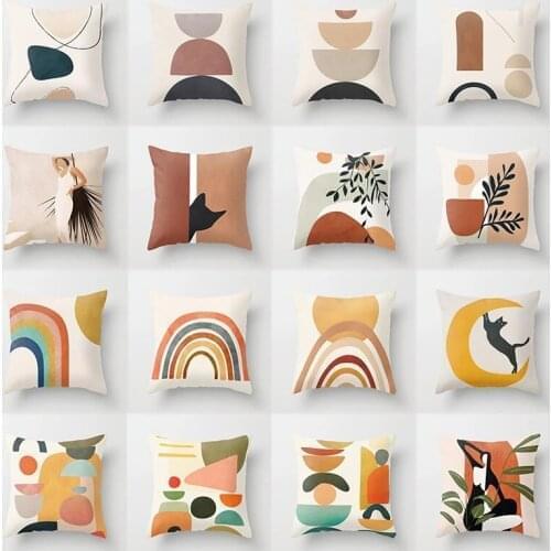 Decorative Pillowcases Short Plus Throw Pillow Case Mid Century Geometry Abstract Cushion Covers for Home Sofa Chair
