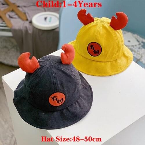 Child Cartoon Crab Cute Casual Fisherman Hip Hop Hat Fishing Bucket Cap Sun Protection Fisherman For Boy Girl kids Caps