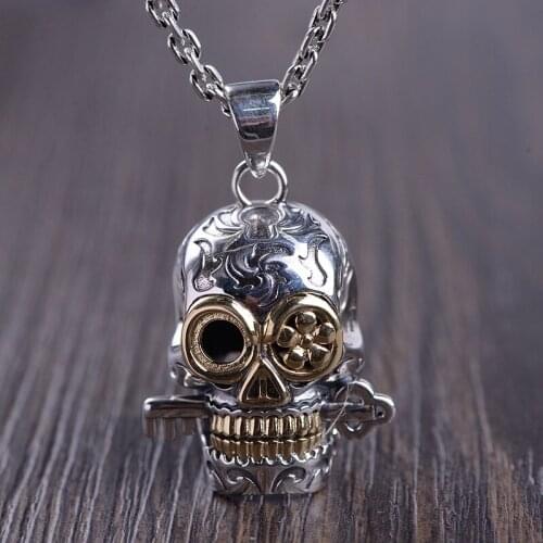 FNJ 925 Silver Pendant for Jewelry Women Original Pure S925 Sterling Silver Pendants Punk Skull