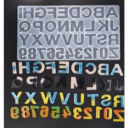 Letter A to Z Mold Alphabet & Number Silicone Molds Initial Mold Large Clear Resin Mold Epoxy Resin Craft Supplies (36 Cavity)