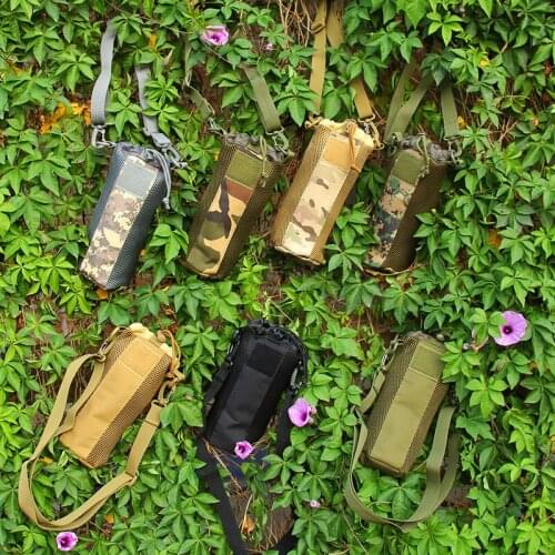Camo Tactical Molle Water Bottle Pouch Nylon Military Canteen Cover Holster Outdoor Travel Kettle Bag With Shoulder Strap Bag
