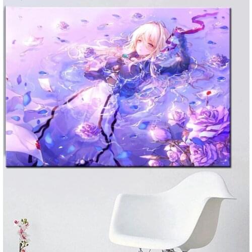 Violet 5d Diy Anime Girl Diamond Painting Wall Art Handmade Cross Stitch Picture Mosaic Full Square Round Drill Embroidery P1092