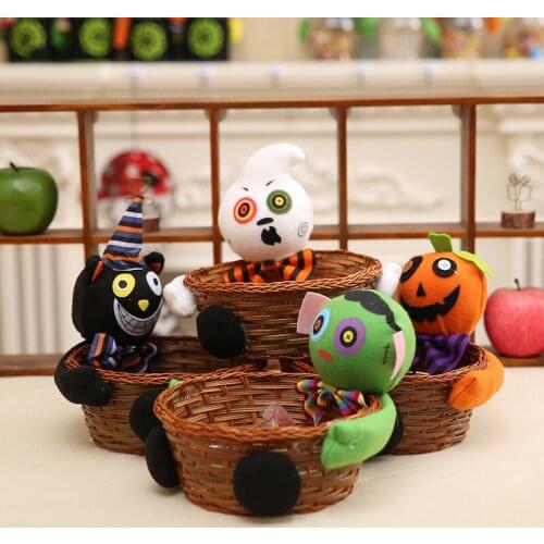 Creative Halloween Candy Basket Kids Ghost Doll Fruit Hand-Woven Bowl Decoration bar KTV Home Decor Biscuit basket