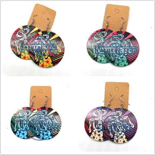 5cm round comb wooden earrings can mixed 6 colors