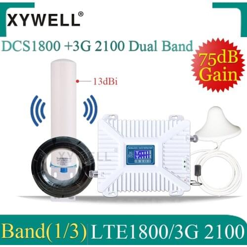 Hot!! 1800/2100mhz Dual-Band 4G Cellular amplifier 2g 3g 4g signal Repeater Band3/Band1 DCS 3G 4G Mobile Network Signal Booster
