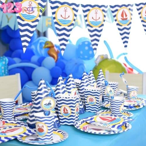 Nautical theme party children birthday party birthday supplies decorative disposable paper plate paper cup baby shower tableware