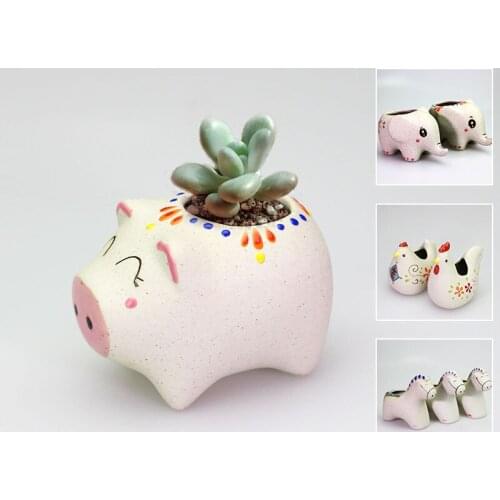 Cartoon Animal Miniature Model Decoration Succulent Flower Pot Creative Home Gardening Plants Potted Ceramic Flowerpots Ornament