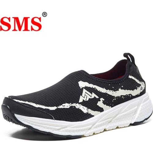 SMS Men Shoes Sneakers Breathable Mesh Running Shoes Slip on Casual Lightweight Zapatillas Hombre Couple Lazy Sock Shoes Unisex