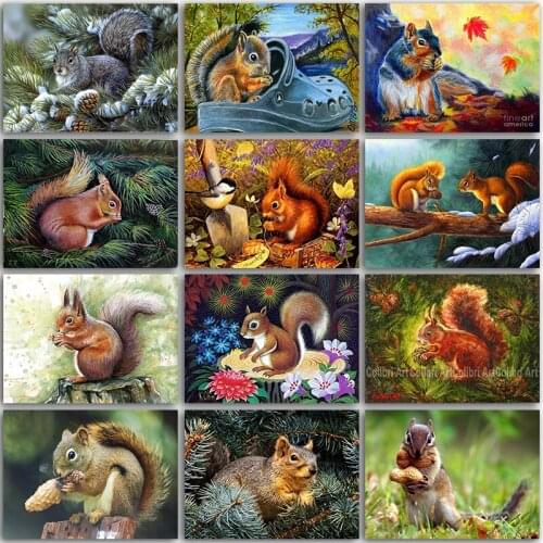 5D Diamond Painting Kit Paint Animals Cartoon Cute Squirrel Flower Full Square&Round embroidery mosaic Cross stitch home decor