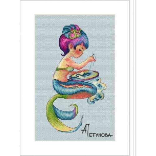The Embroidered Little Mermaid Cross Stitch Set Cross-stitch Kit Embroidery Needlework Craft Packages Cotton Fabric Floss