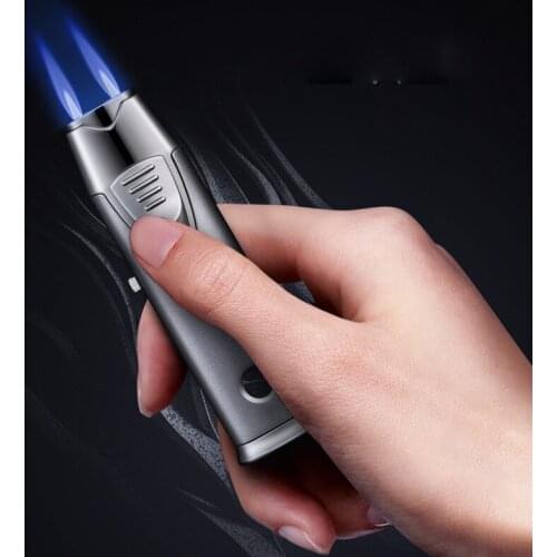 Jobon New Creative Windproof Gas Inflation Lighter Double fire Portable Cigar Welding gun High Temperature Cigarette Lighter