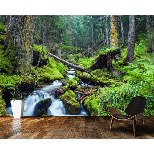 Papel de parede River in summer forest natural 3d wallpaper,living room sofa tv wall bedroom wall papers home deocr mural