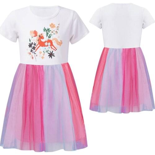 Girls Sleeveless Dress Rainbow Princess Flower Girl Wedding Party Dress Children Christmas Halloween Cosplay Costume 1-7 Year