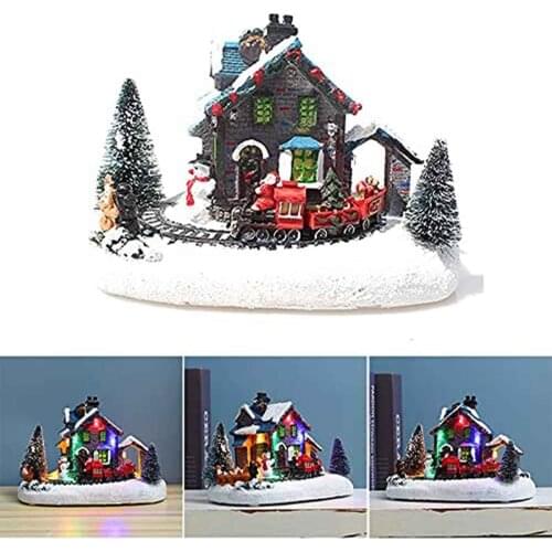 Christmas Luminous Snow House Snow Figurines Luminous Landscape Town Village Houses Led Lights Christmas Decoration