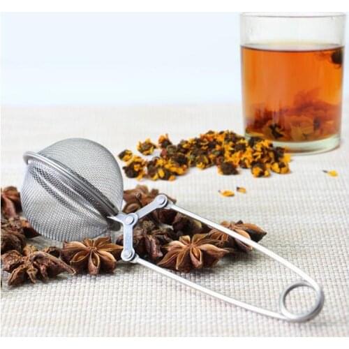 Spring Spoon Tea Mesh Ball Infuser Filter Teaspoon Squeeze Creative Strainer Metal Stainless Steel Handle Spoon