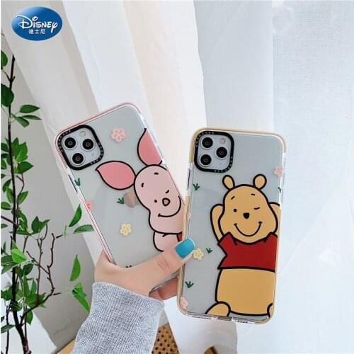 DISNEY Winnie the Pooh Silicone Case for IPhone 11 12Pro Xs Max iPhone SE Official Liquid Silicon 360 Full Cove zz0701