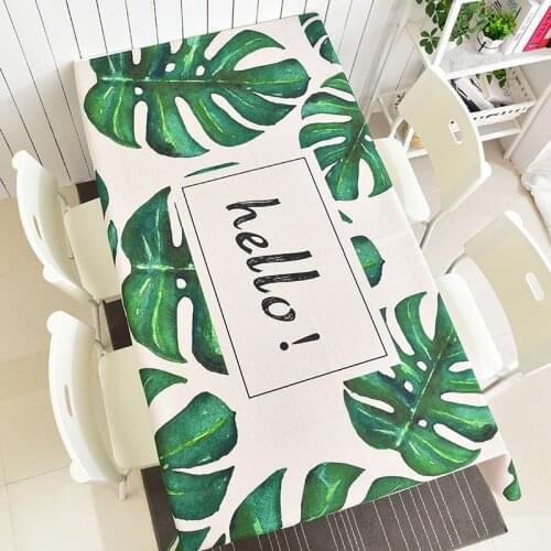 Green Leaves Printed Tablecloth Rectangle Cotton and Linen Waterproof Table Cover Pacnic Mat Home Decor obrusy na stol T432