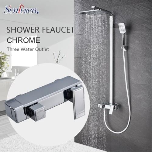 Senlesen Shower Faucet Nickle Gold Ultra-thin Shower Head Hand Shower Single Handle Mixer Water Tap Para Bathroom Shower Bath