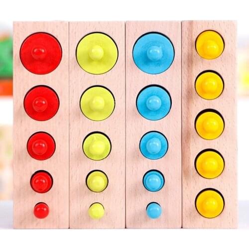 Montessori teaching aids baby wooden toys children color sleeve cylindrical building blocks early childhood education toys
