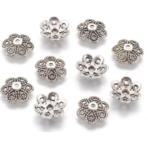 1000pcs Tibetan Silver Bead Caps Flower Bead End Caps For Jewelry Making Needlework Spacer Caps Antique Silver Color wholesale