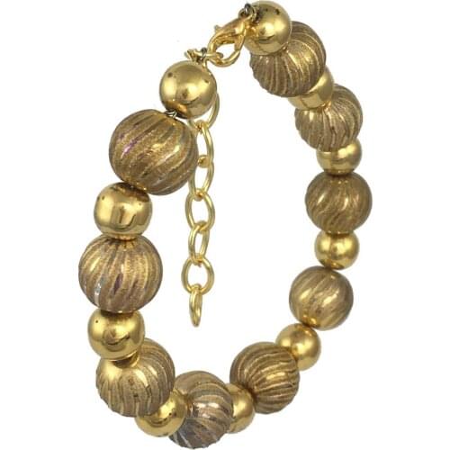 Bracelet 24k Gold-Painted Glass Beaded Handmade Woman Fashion Jewelry Made In Turkey