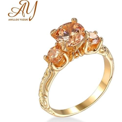 Anillos Yuzuk Engagement Finger Ring For Women Gemstone Champagne ZIrconia Rings Crystal Statement Fine Jewelry Female Gifts