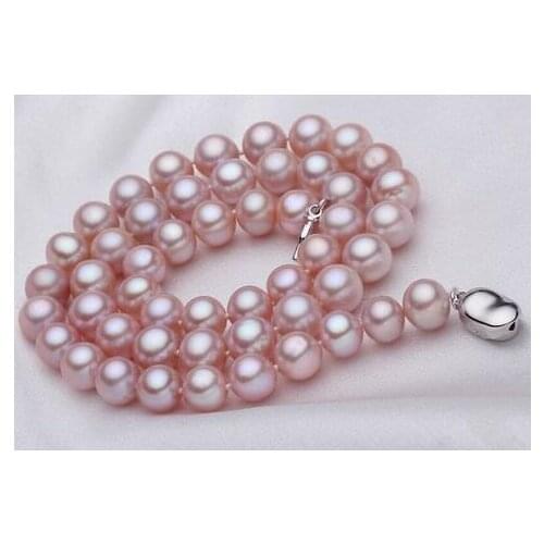 Women gift word Jewelry Beautiful AAAA+ Natural 11-11.5MM Natural farming Purple Fresh water Pearl Necklace long 17" 925