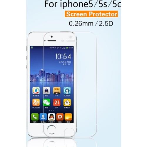 100pcs/lot,2.5D 0.26mm Protective Film for iPhone 5 5S 5C Premium Tempered Glass round Screen Protector,with Retail Package