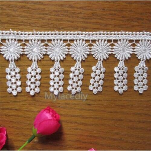 2 Meter 7.2cm White Polyester Tassel Fringe Lace Edge Trim Ribbon Fabric Embroidered Applique Sewing Craft Wedding Dress Clothes