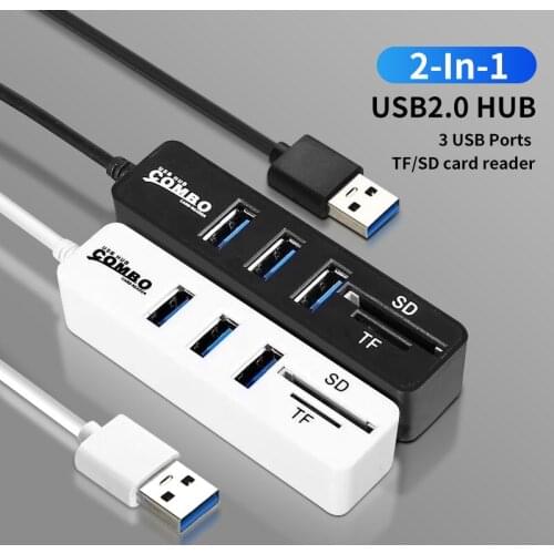 3 Port USB Hub 2 Solt Card Reader USB2.0 Micro SD TF Card Computer Adapter Extend For Hard Disk Wired Mouse Keyboard Splitter