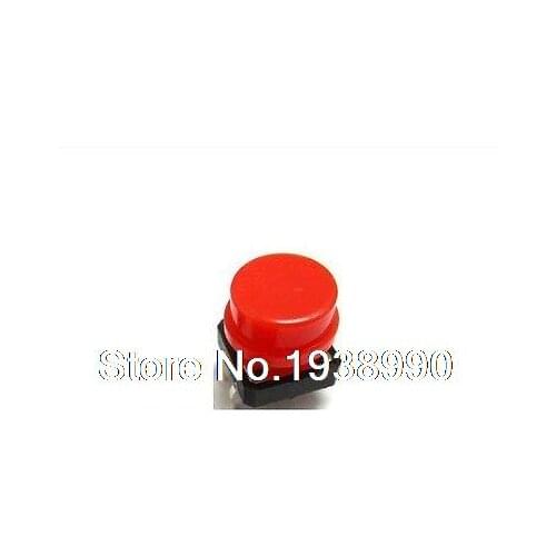 50pcs 12 x 12 x 12mm Momentary Tactile Tact Push Button Switch 4 Pin Red Cap