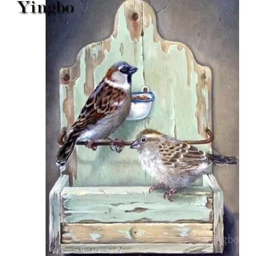 5D Diamond Painting Full Square Round Drill Bird sparrow animal Diy Diamond Embroidery Mosaic Picture Of Rhinestones Decor 2020
