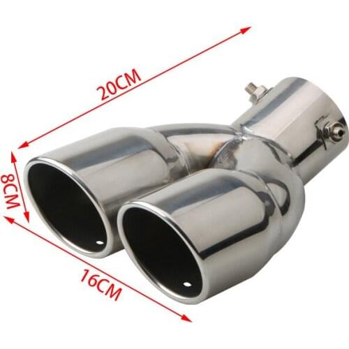 63MM Inner 160MM Outer Car Exhaust Tips Stainless Steel Silver Muffler Pipe Auto Dual-outlet Exhaust Pipe with 3 Bolt Plug-in