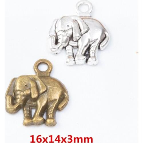 70 pieces of retro metal zinc alloy elephant pendant for DIY handmade jewelry necklace making 7505