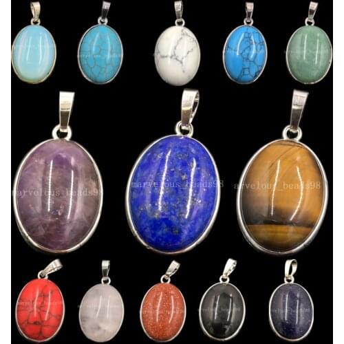 Aventurine Opal Tigers Eye Crystal Lapis Lazuli Howlite Goldstone Blue Sand Carnelain Egg Art Women Men Pendant Bead WB579