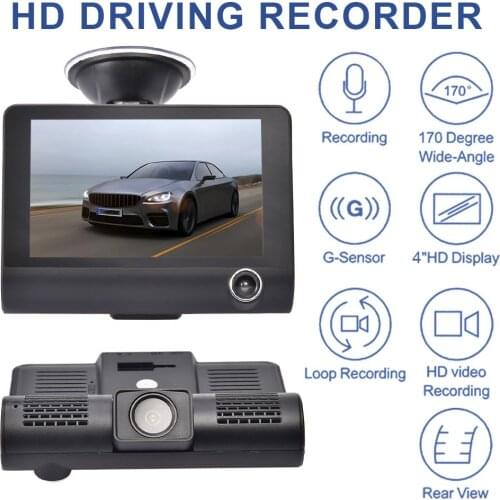 Car 3-lens High-definition Driving Recorder 1080P Multi-language Driving DVR With 4.0 Inch Display Recorder Car Camera