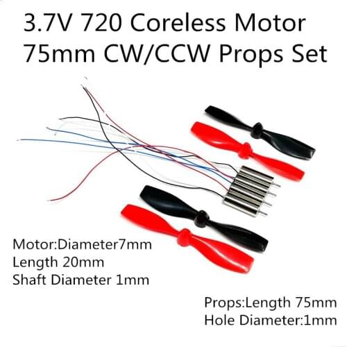 Coreless Motor 7*20 720mm High Speed 3.7V 7.5cm Props Propellers CW CCW DC Engine DIY R/C Drone Spare Parts Access Quadcopter