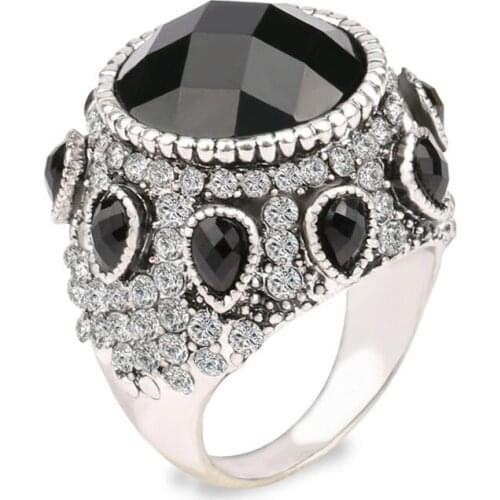 Big CZ stone jewelry peridot rings biker ring Retro silver color Ring For Women anel masculino bagues men anillos mujer jz259