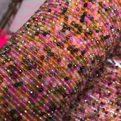Brazilian tourmaline 2mm 3mm Natural Gemstone Bead Facted Round for Jewelry Making Necklace Earring 15inch ICNWAY
