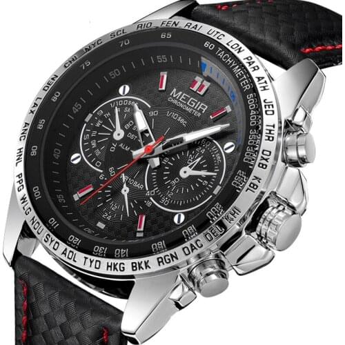 Top Brand Luxury Mens Quartz Watches Fashion Waterproof Sports Clock Wristwatch Relogio Masculino Red Leather Strap Male Watch