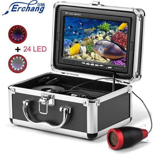 Erchang Fish Finder Underwater Fishing Camera 7 Inch 1000TVL Ice Fishing Video Underwater Camera 12PCS Infrared +12pcs White LED