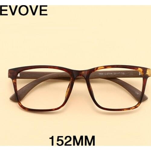 Evove Oversized Eyeglasses Frames Male Women Fake Wooden Grain Glasses Men Large Spectacles for Reading Optical Prescription