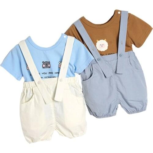 Cartoon Printed T-shirt and Trousers Two Pieces Set for Toddler Baby Casual Suit Cute Outfits Baby Girl Boy Clothes for Newborns