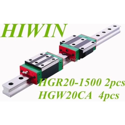HIWIN 2pcs linear rail HGR20 L1500mm cnc parts and 4pcs HGW20CA linear guide rails block cnc parts