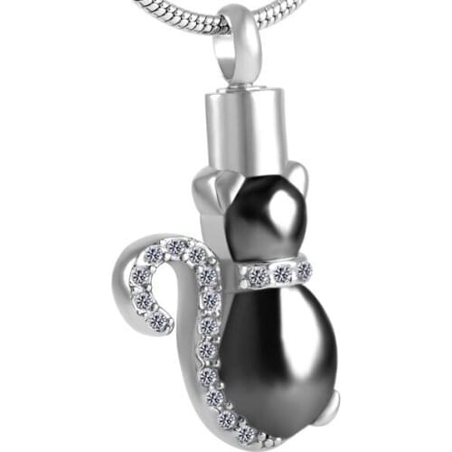 IJD8565 The Cat Memorial Urn Keepsake Ashes Jewelry Pendant New Design Stainless Steel Cremation Jewelry Memory Locket Necklace
