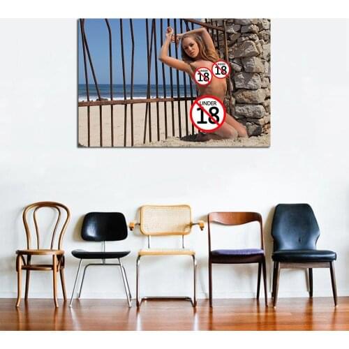 Canvas Paintings Beach Beautiful Model Sexy Body Pictures Posters and Prints Wall Art for Living Room Decor