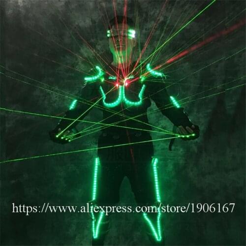 Cool RGB LED Armor Light Up Jackets Laser Costume With Glasses Laser Gloves Led Outfit Clothes Led Suit For LED Robot Suits