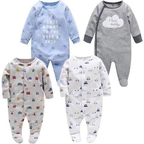 Newborn Baby Boys Girls Sleepers Pajamas Babies Jumpsuits 2 PCS/lot Infant Long Sleeve 0 3 6 9 12 Months Clothes