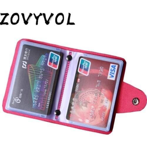 ZOVYVOL 24 Bits Credit Card Holder Women Men ID Wallet Solid Colorful Button Small Purse Soft Leather Bussiness Mens Money Bag